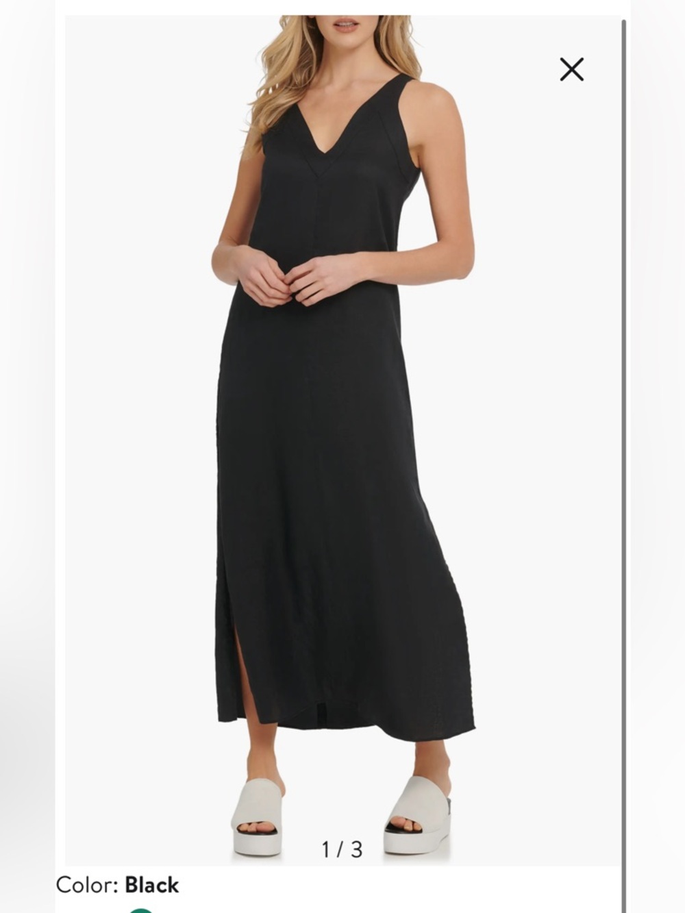 DKNY Black V-Neck Linen Dress